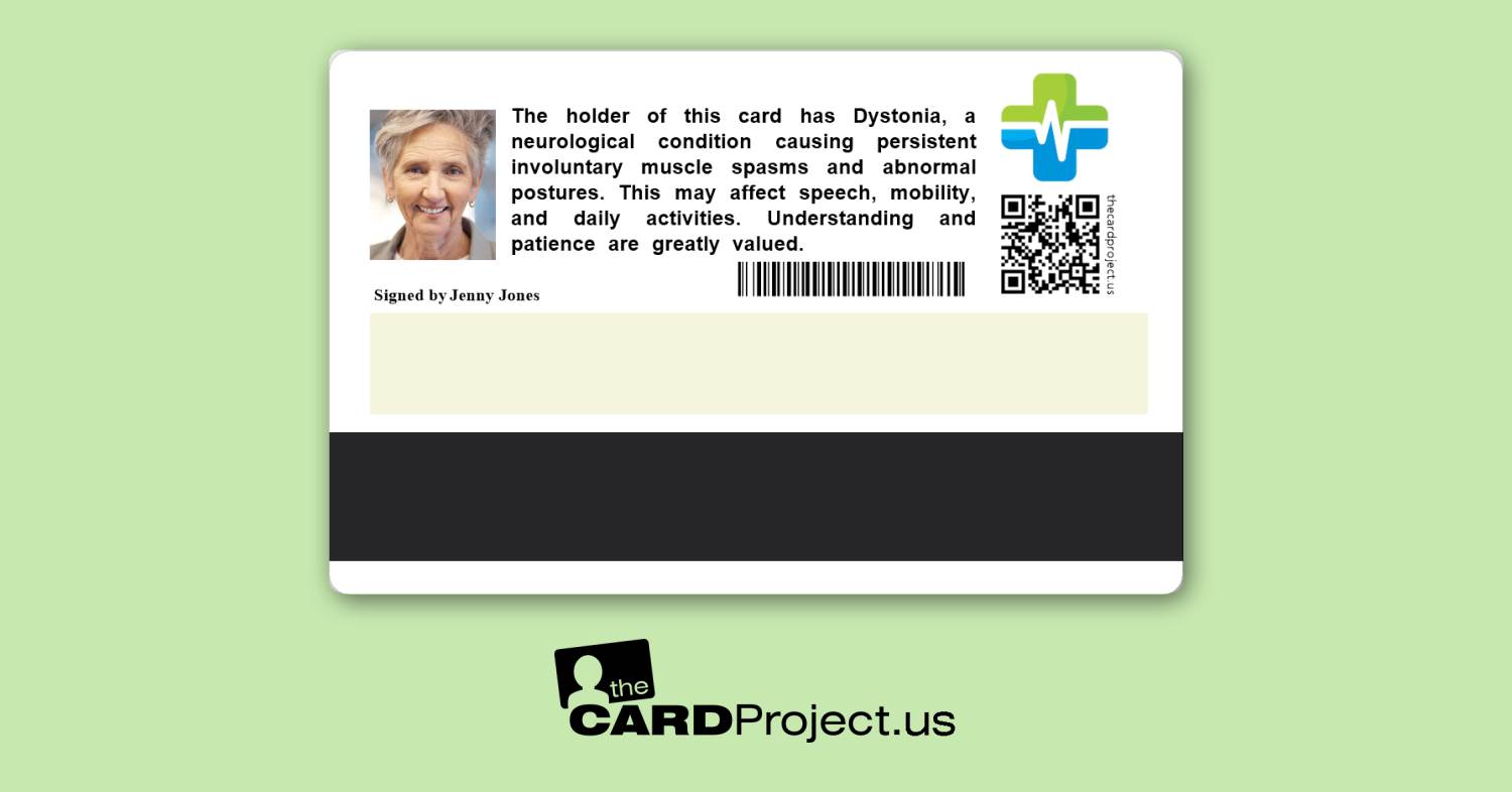 Dystonia Premium Medical Card (REAR)